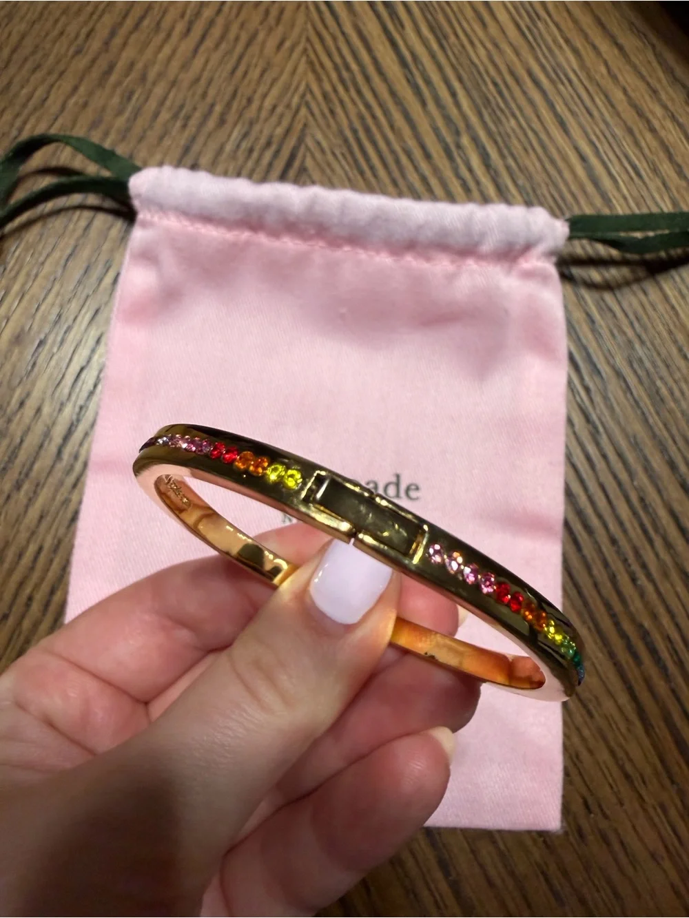 kate spade Gold Rainbow Crystal Slim Bangle Bracelet